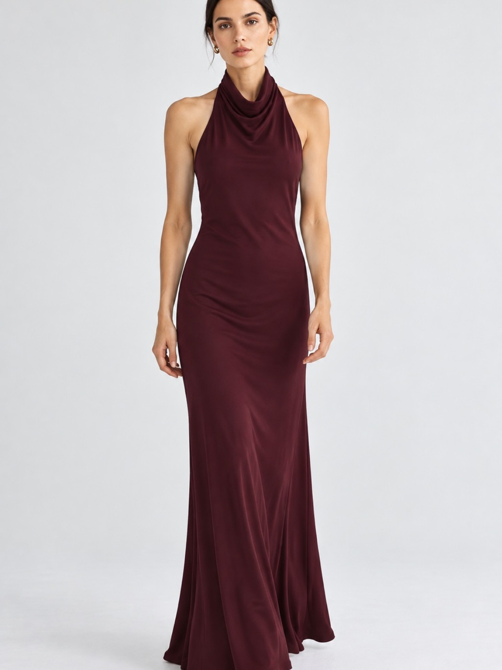 Zara NWT ZW Collection burgundy halter dress 2524/235